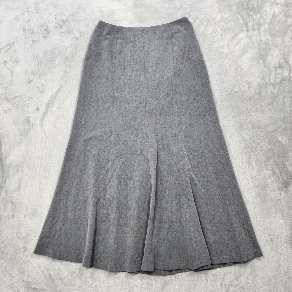 Vintage East 5th Skirt Womens 4 Gray Flare Long Gored Hem Midi Zip Back Office